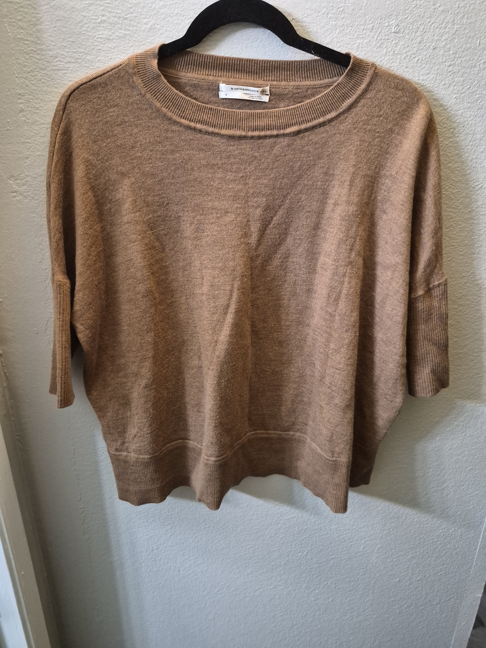 Anthropologie Relaxed Crewneck Sweater - Camel Brown